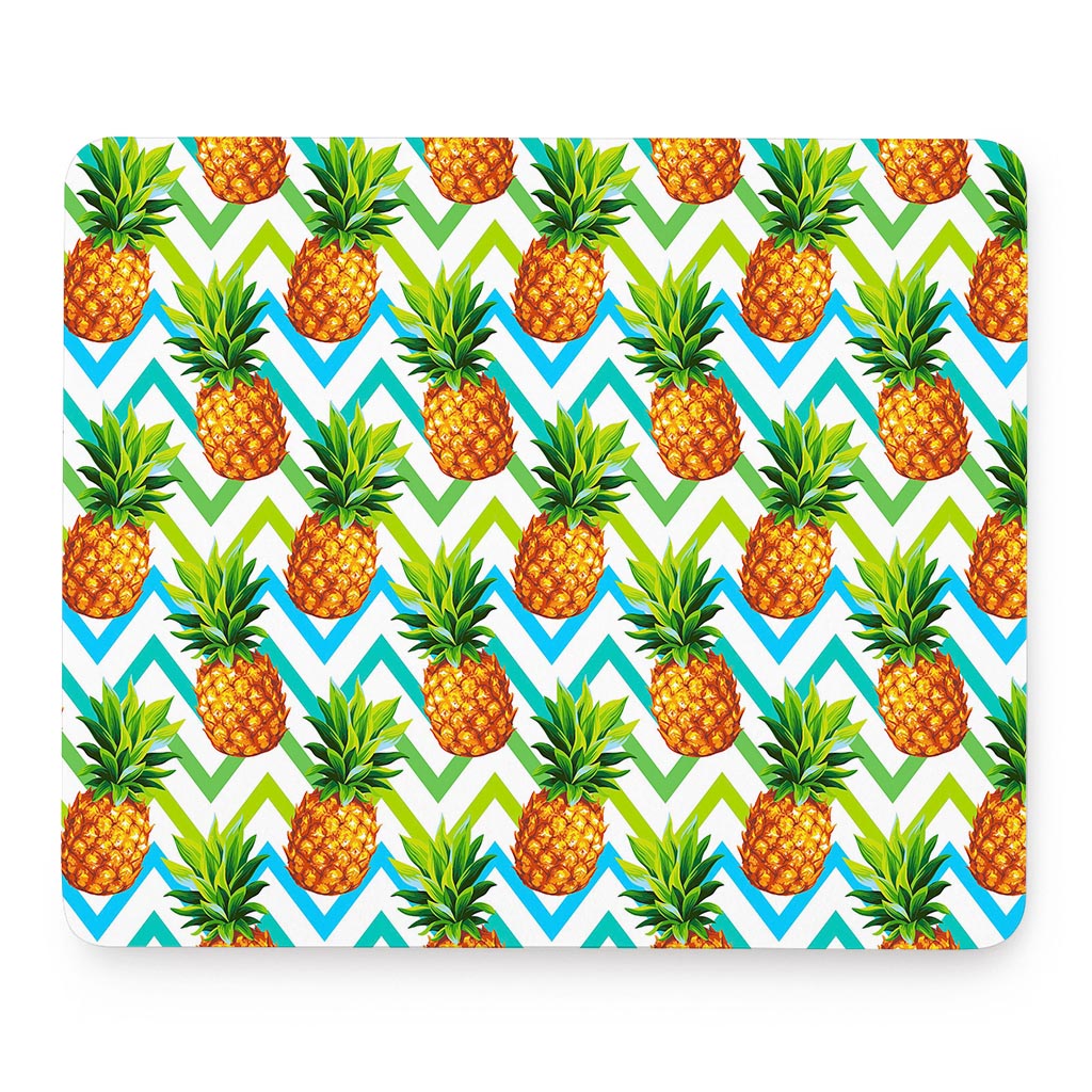 Teal Zig Zag Pineapple Pattern Print Mouse Pad