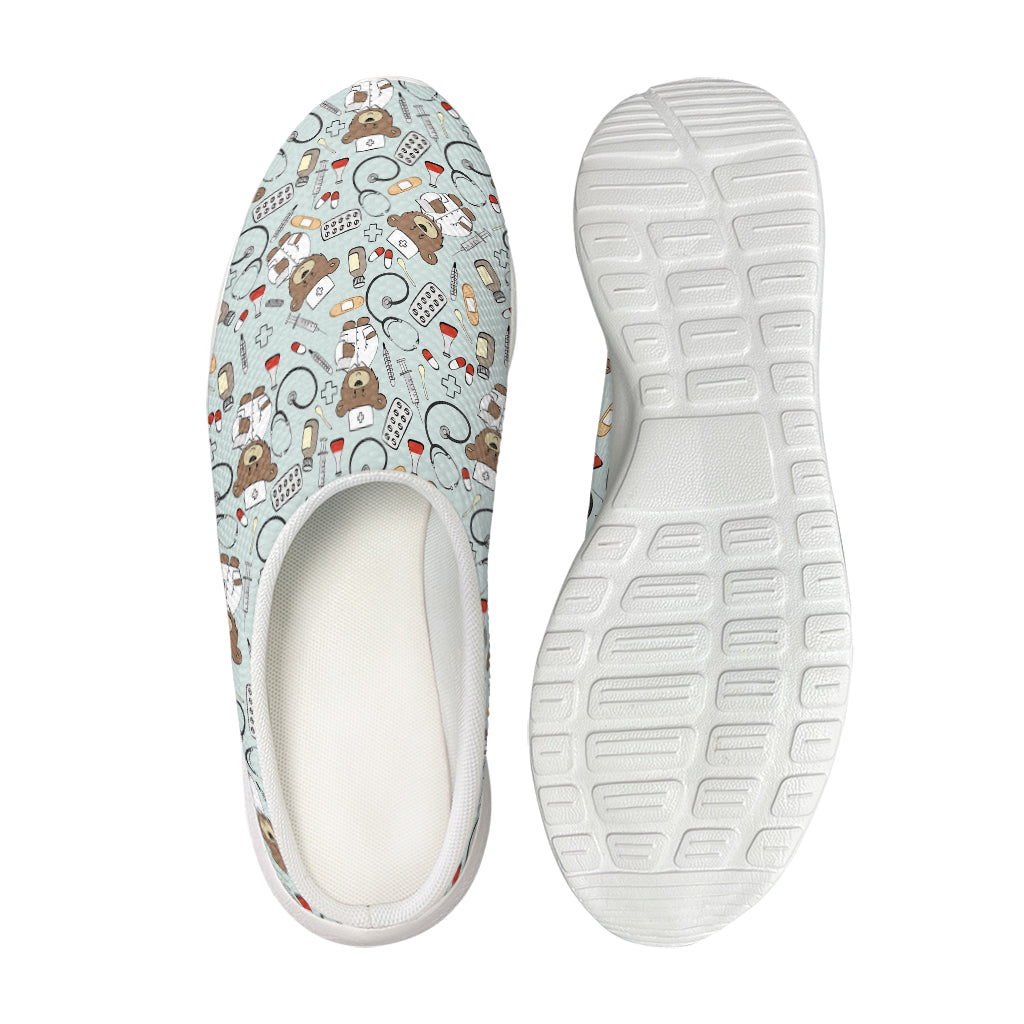 Teddy Bear Doctor Pattern Print Mesh Casual Shoes