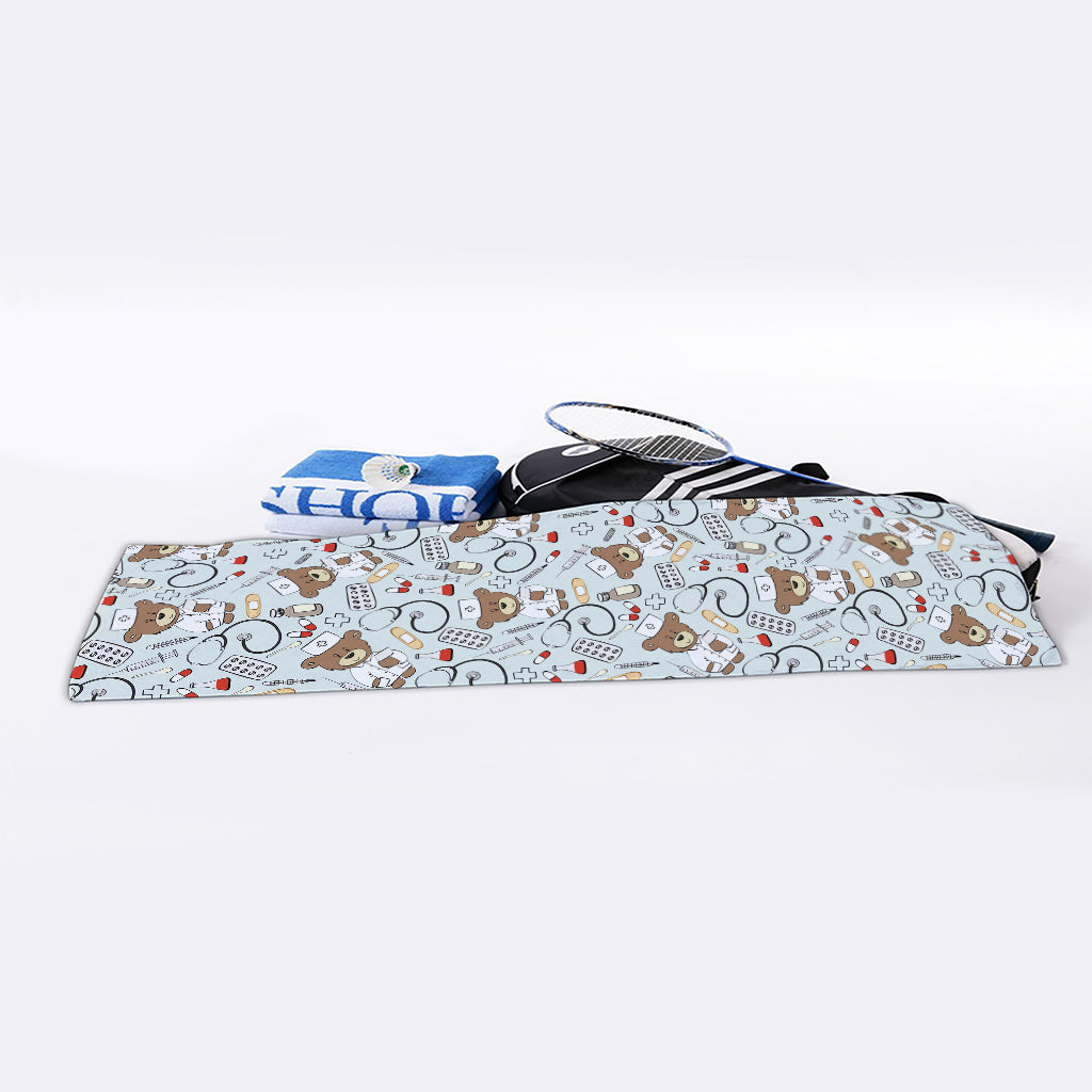 Teddy Bear Doctor Pattern Print Sports Towel
