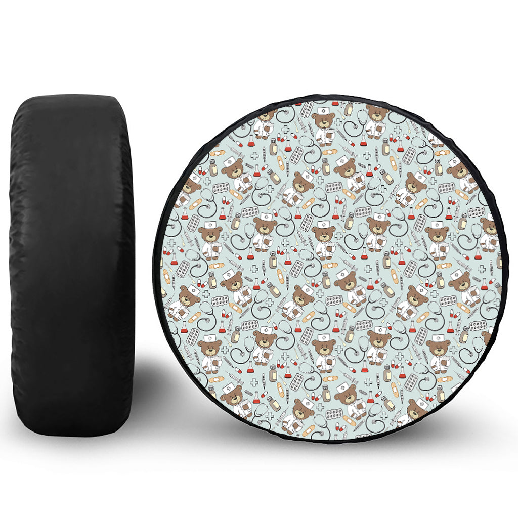 Teddy Bear Doctor Pattern Print Tire Cover