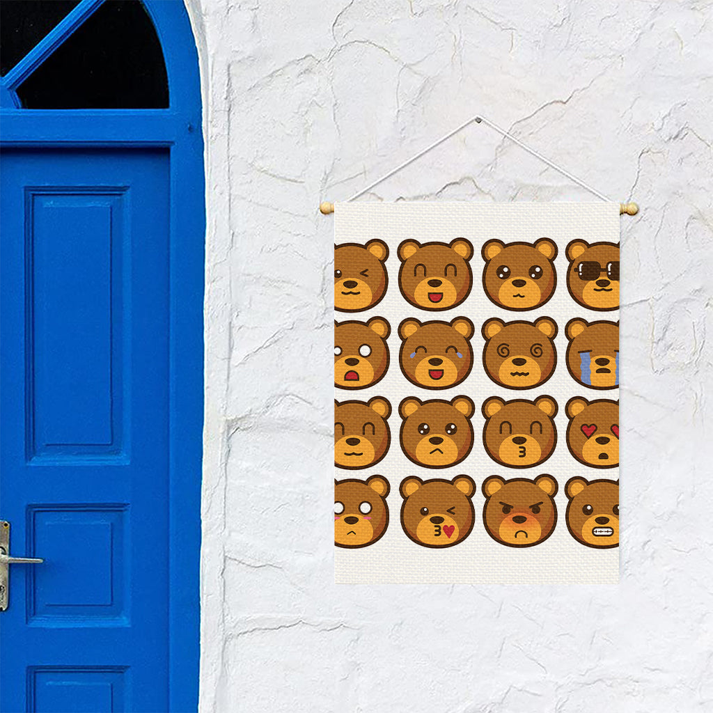 Teddy Bear Emoji Print Garden Flag