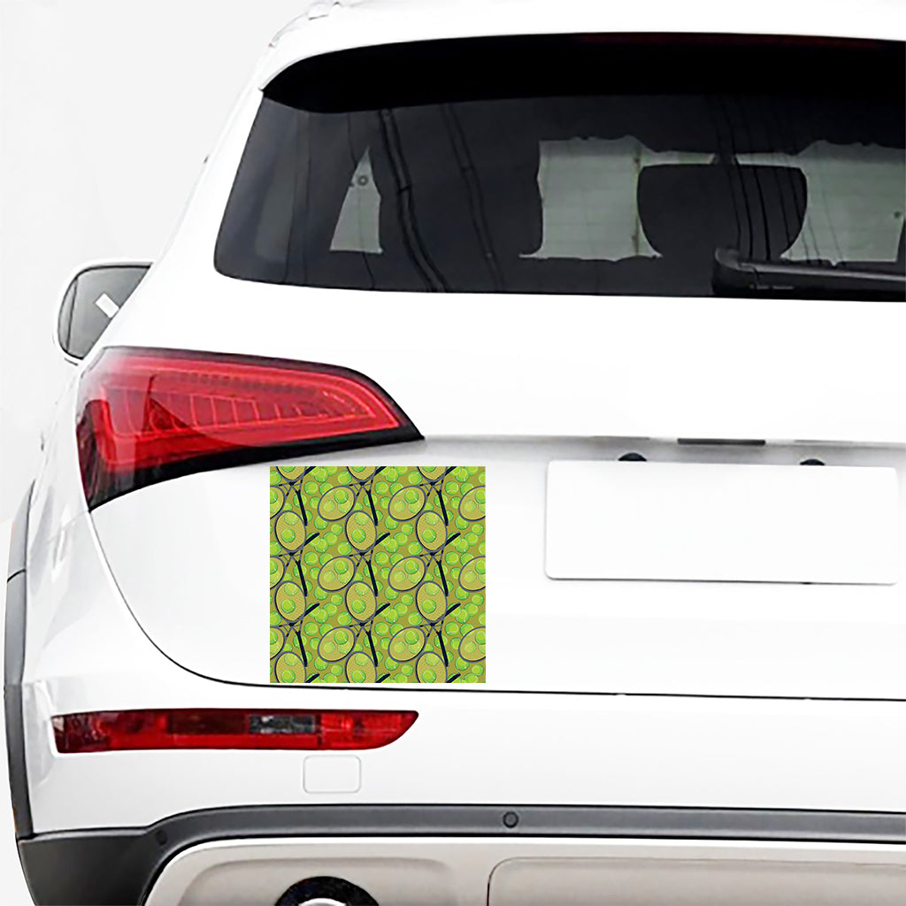 Tennis Ball And Racket Pattern Print Car Sticker