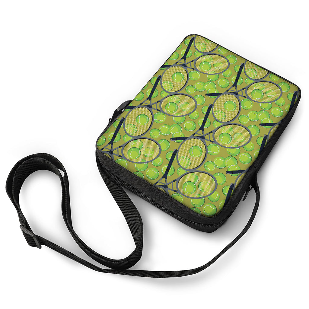 Tennis Ball And Racket Pattern Print Rectangular Crossbody Bag