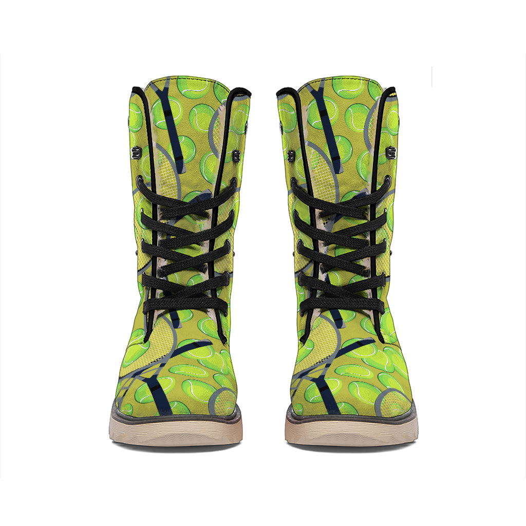 Tennis Ball And Racket Pattern Print Winter Boots