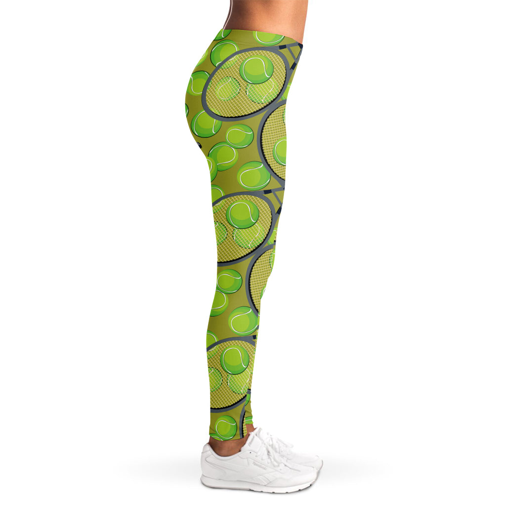 Tennis Ball And Racket Pattern Print Women's Leggings