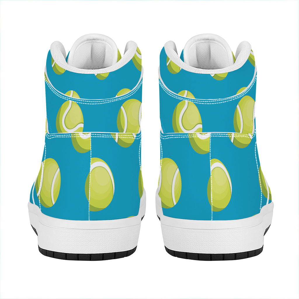 Tennis Theme Pattern Print High Top Leather Sneakers