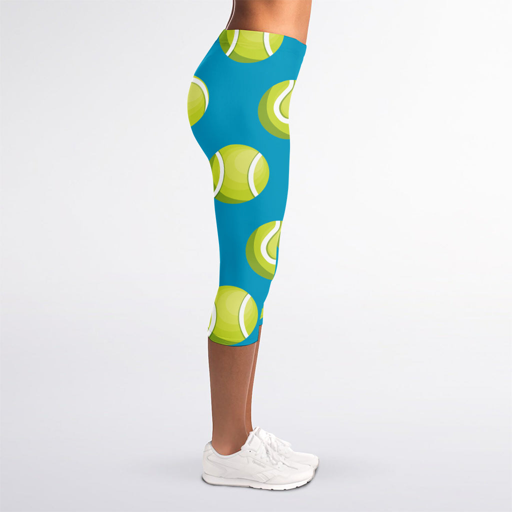 Tennis Theme Pattern Print Women's Capri Leggings