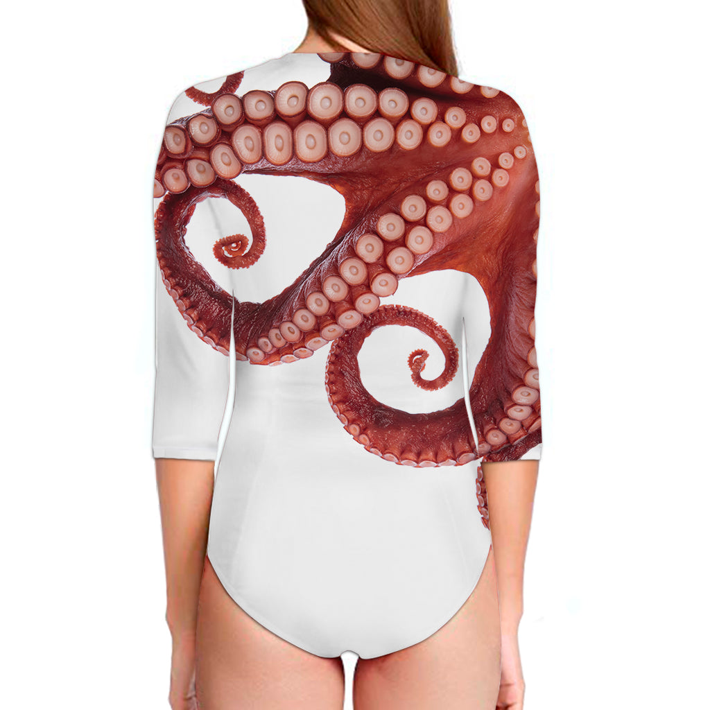 Tentacles Of Octopus Print Long Sleeve Swimsuit