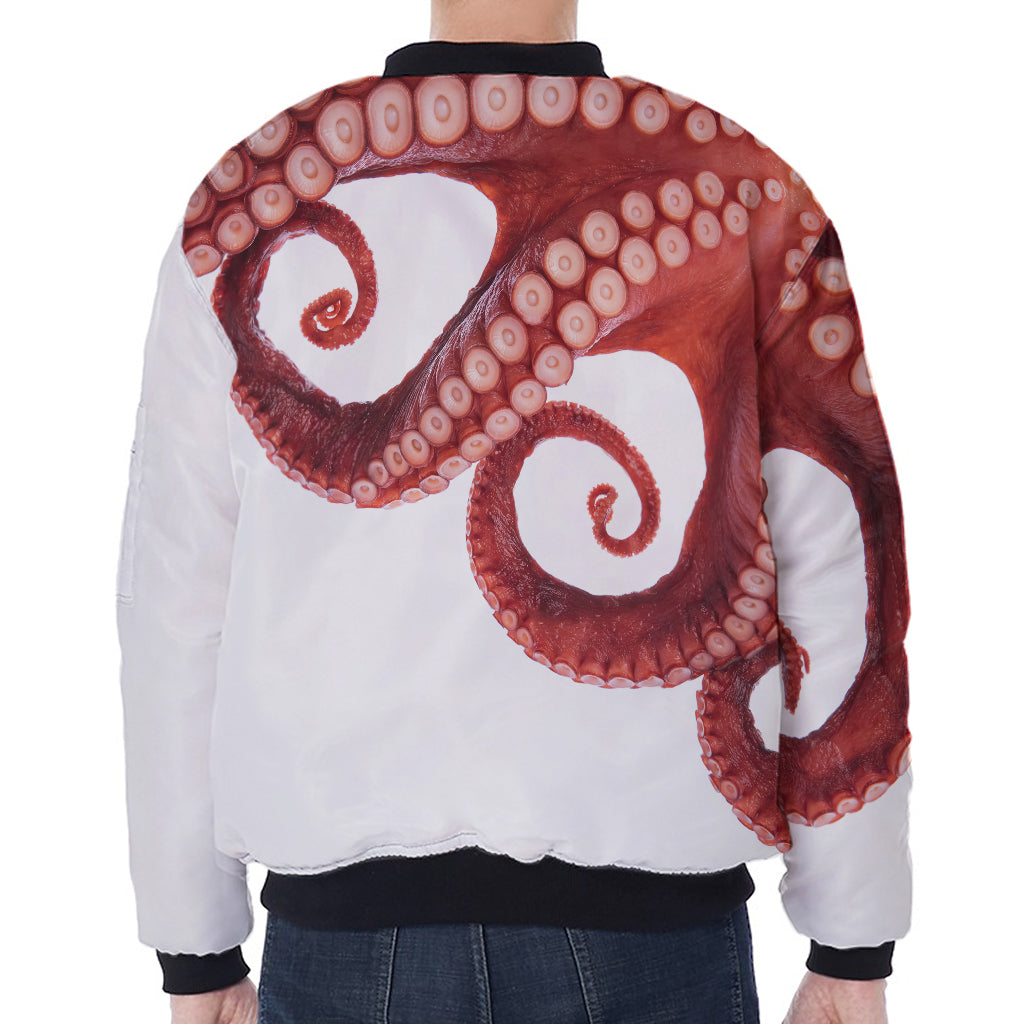 Tentacles Of Octopus Print Zip Sleeve Bomber Jacket