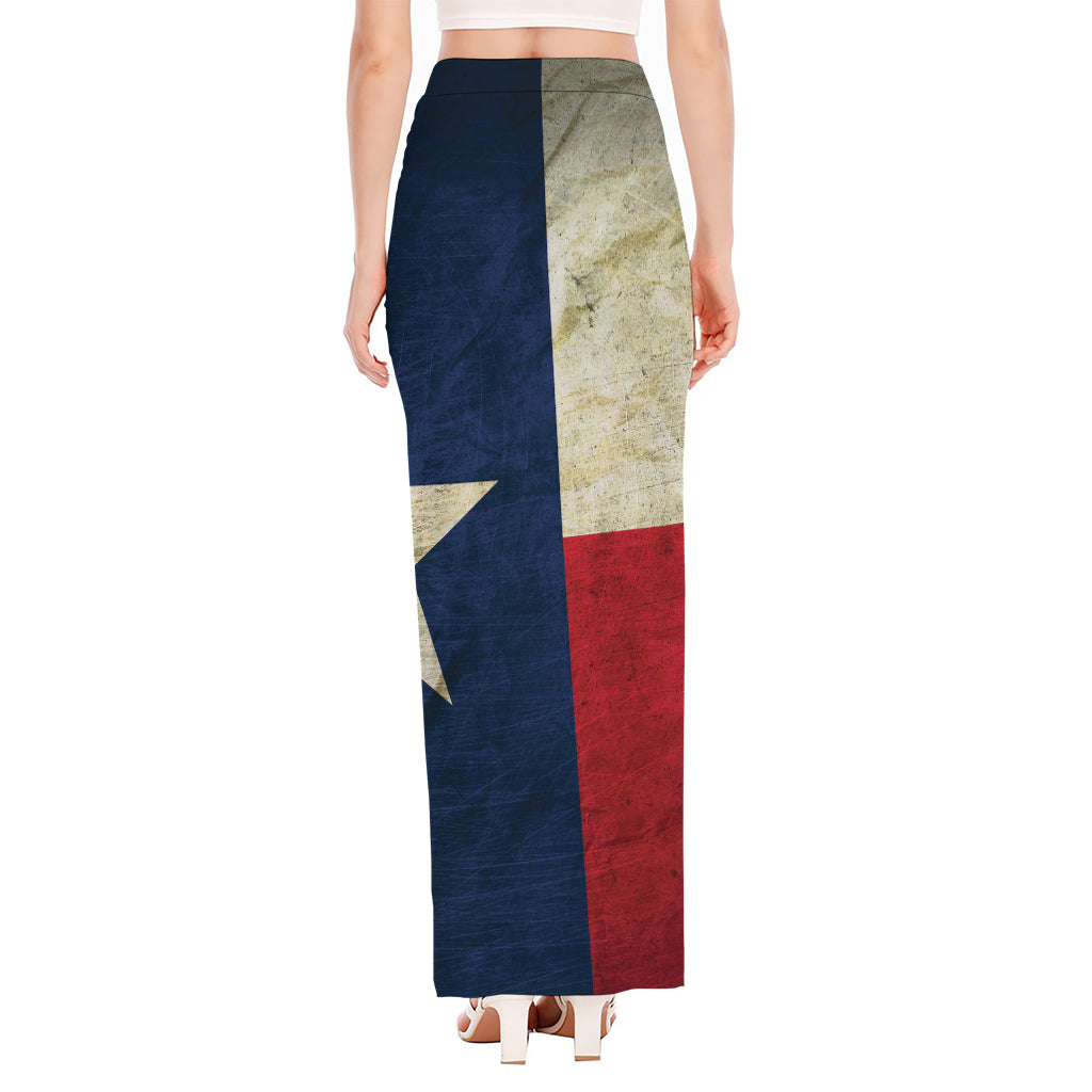 Texas Flag Print High Slit Maxi Skirt