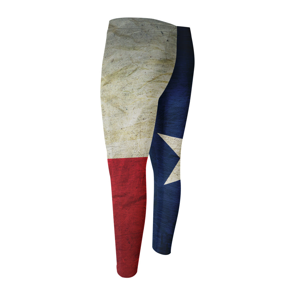 Texas Flag Print Men's Compression Pants