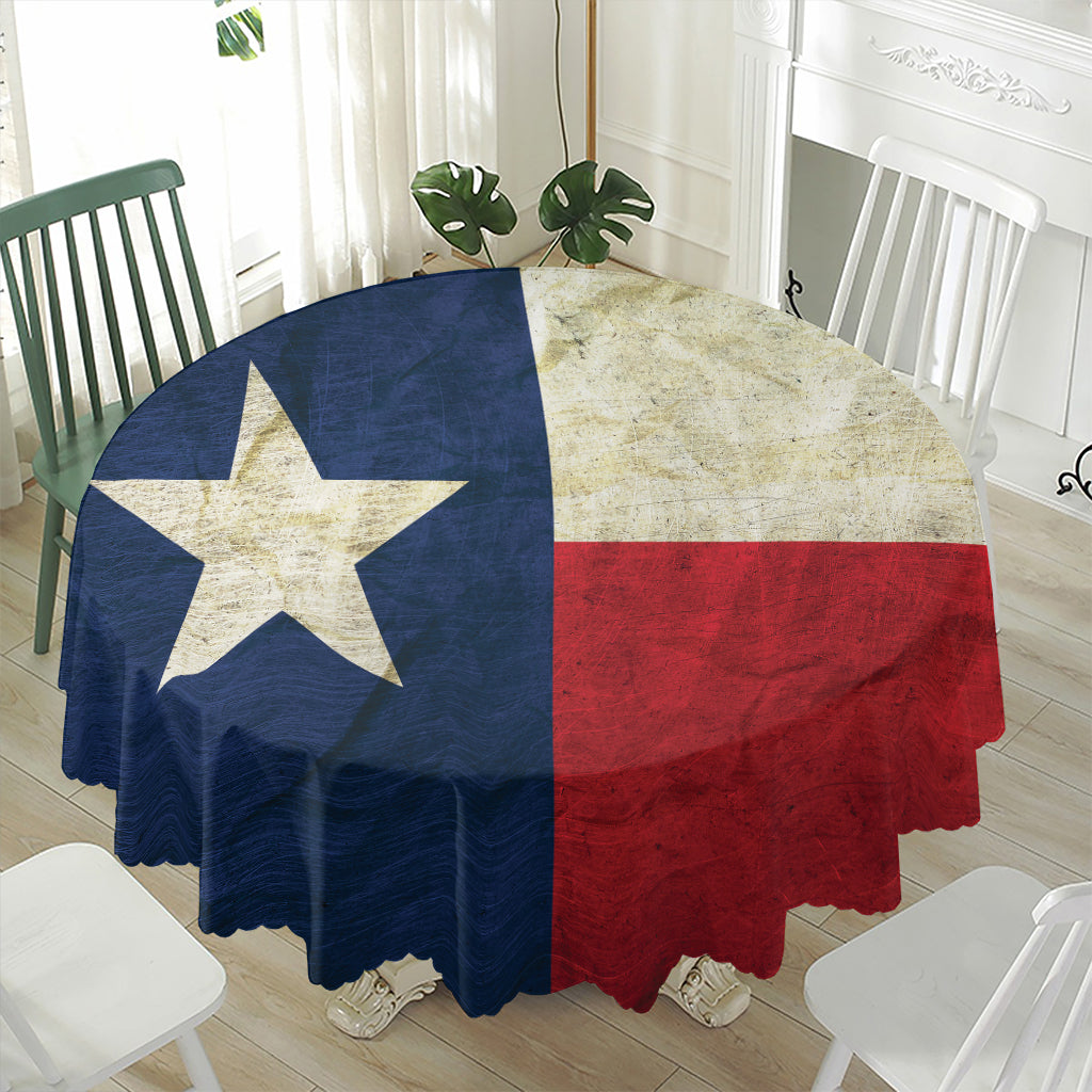 Texas Flag Print Waterproof Round Tablecloth
