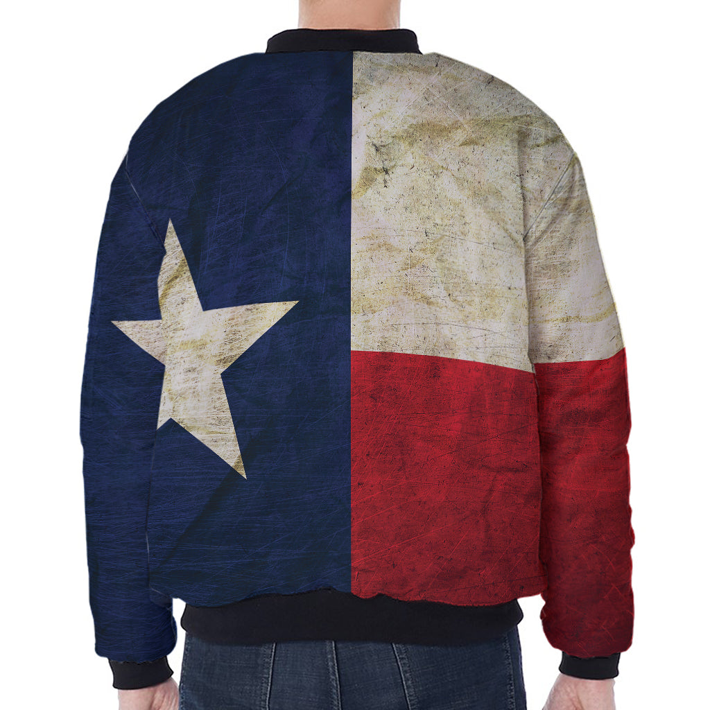 Texas Flag Print Zip Sleeve Bomber Jacket
