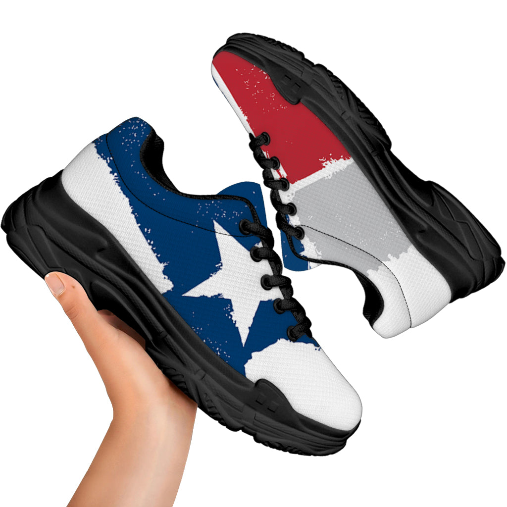 Texas State Flag Print Black Chunky Shoes