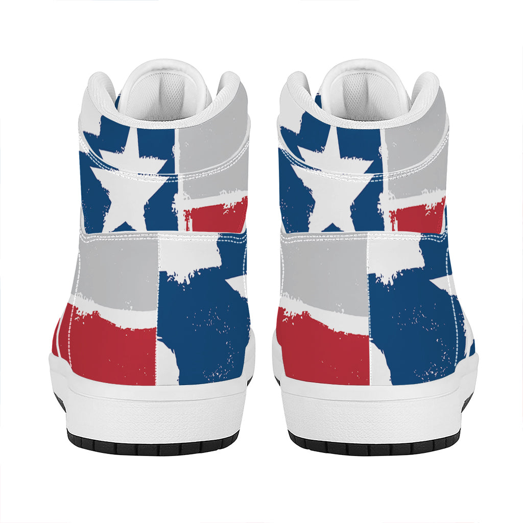 Texas State Flag Print High Top Leather Sneakers