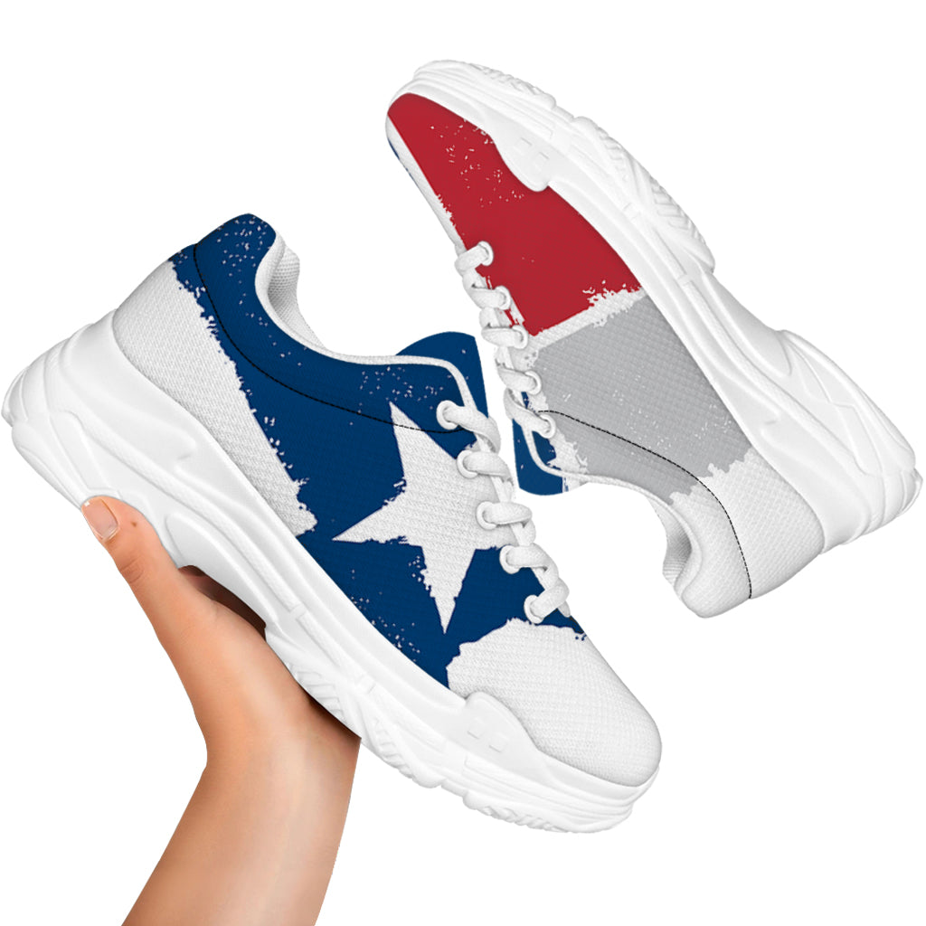 Texas State Flag Print White Chunky Shoes