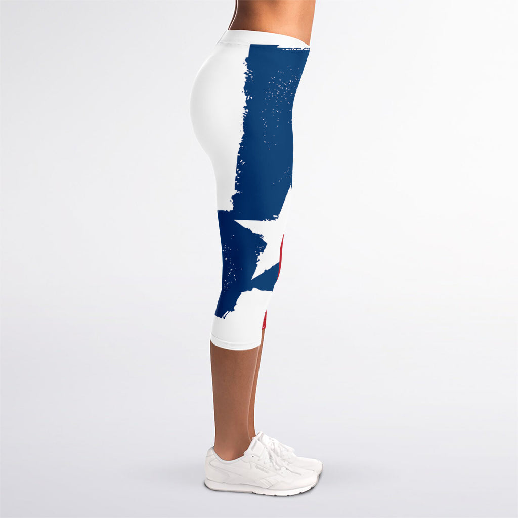 Texas State Flag Print Women's Capri Leggings