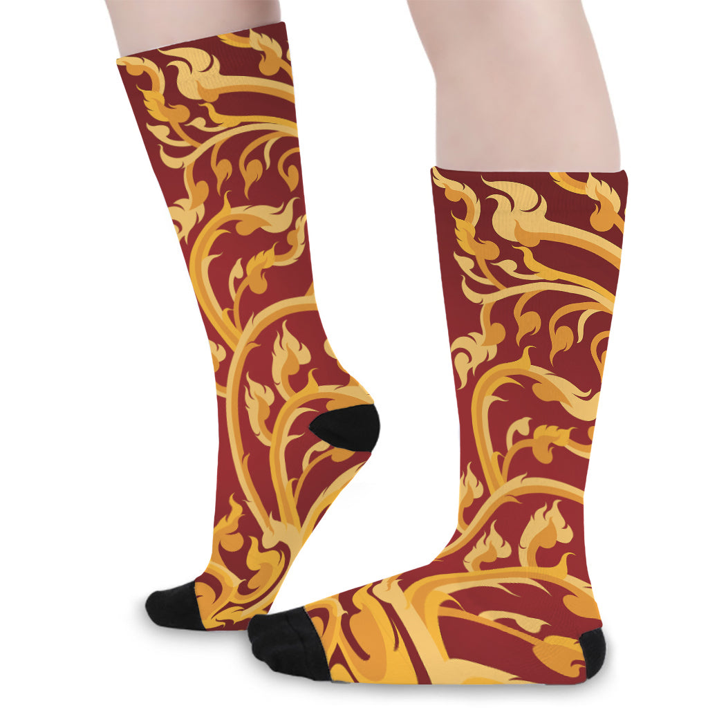 Thai Winding Vines Pattern Print Long Socks
