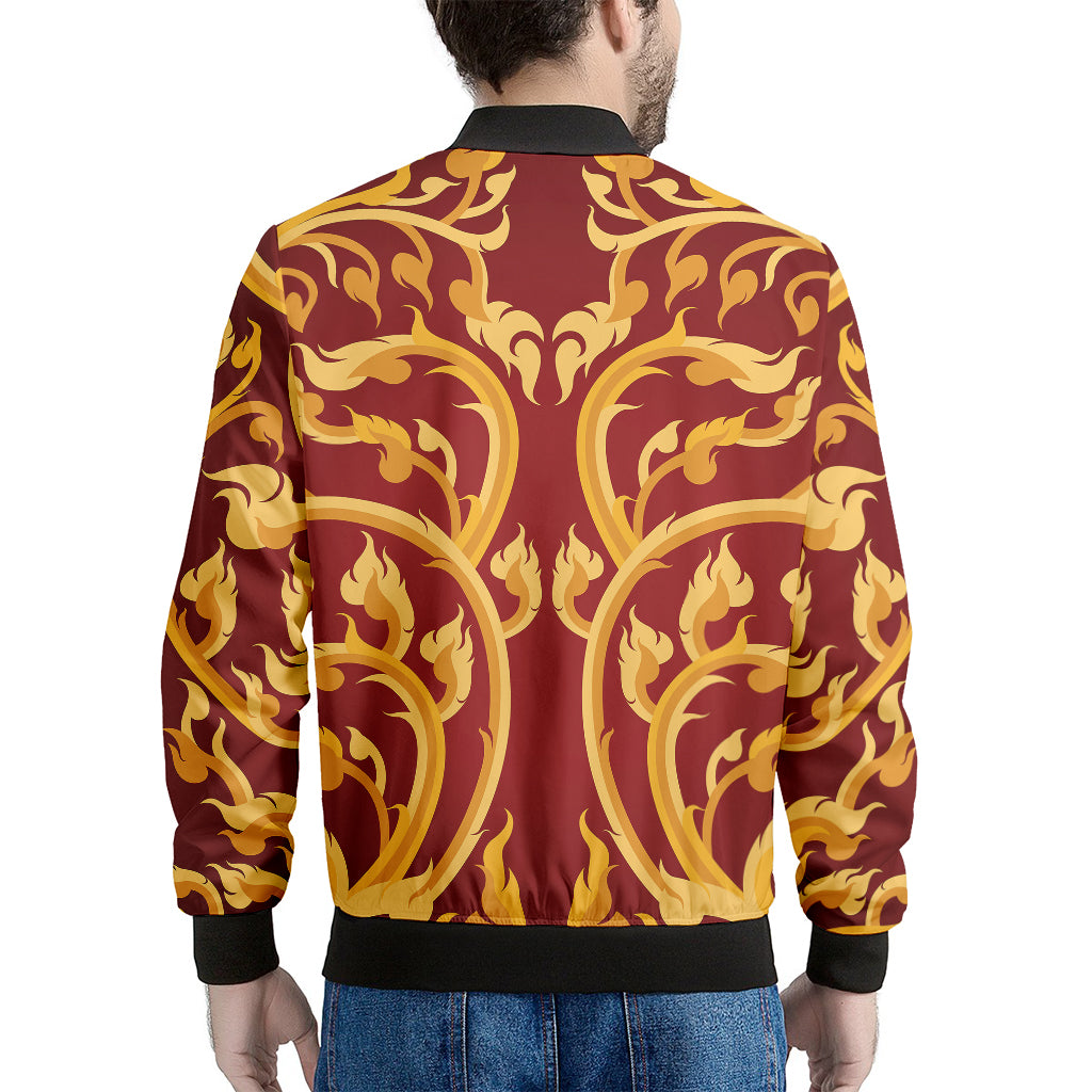 Thai Winding Vines Pattern Print Men's Bomber Jacket