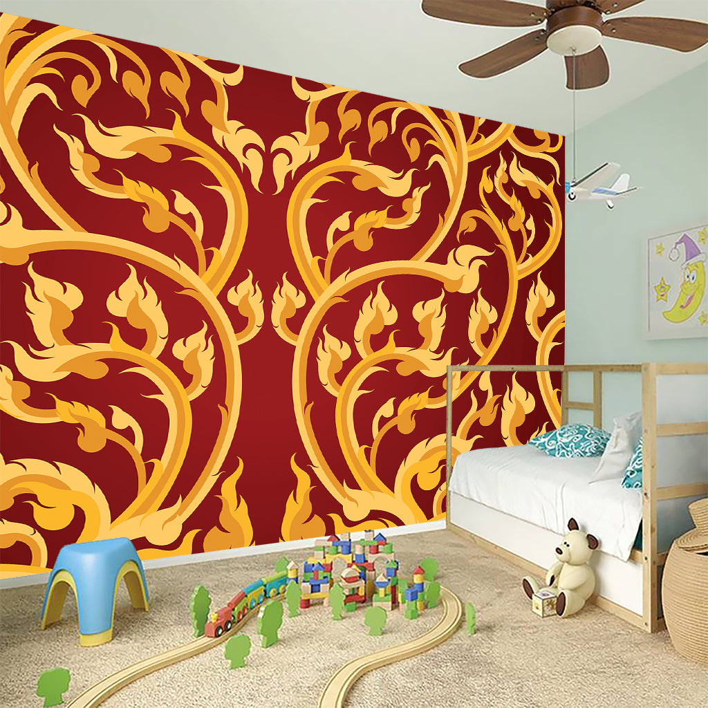Thai Winding Vines Pattern Print Wall Sticker