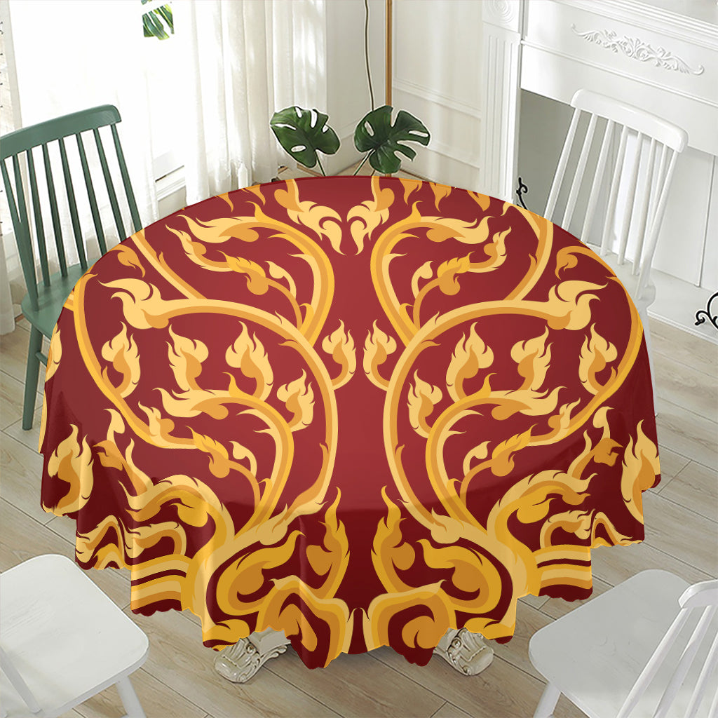 Thai Winding Vines Pattern Print Waterproof Round Tablecloth