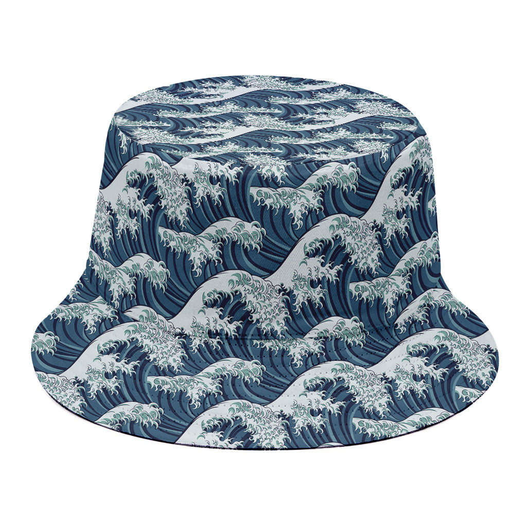 The Great Kanagawa Wave Pattern Print Bucket Hat