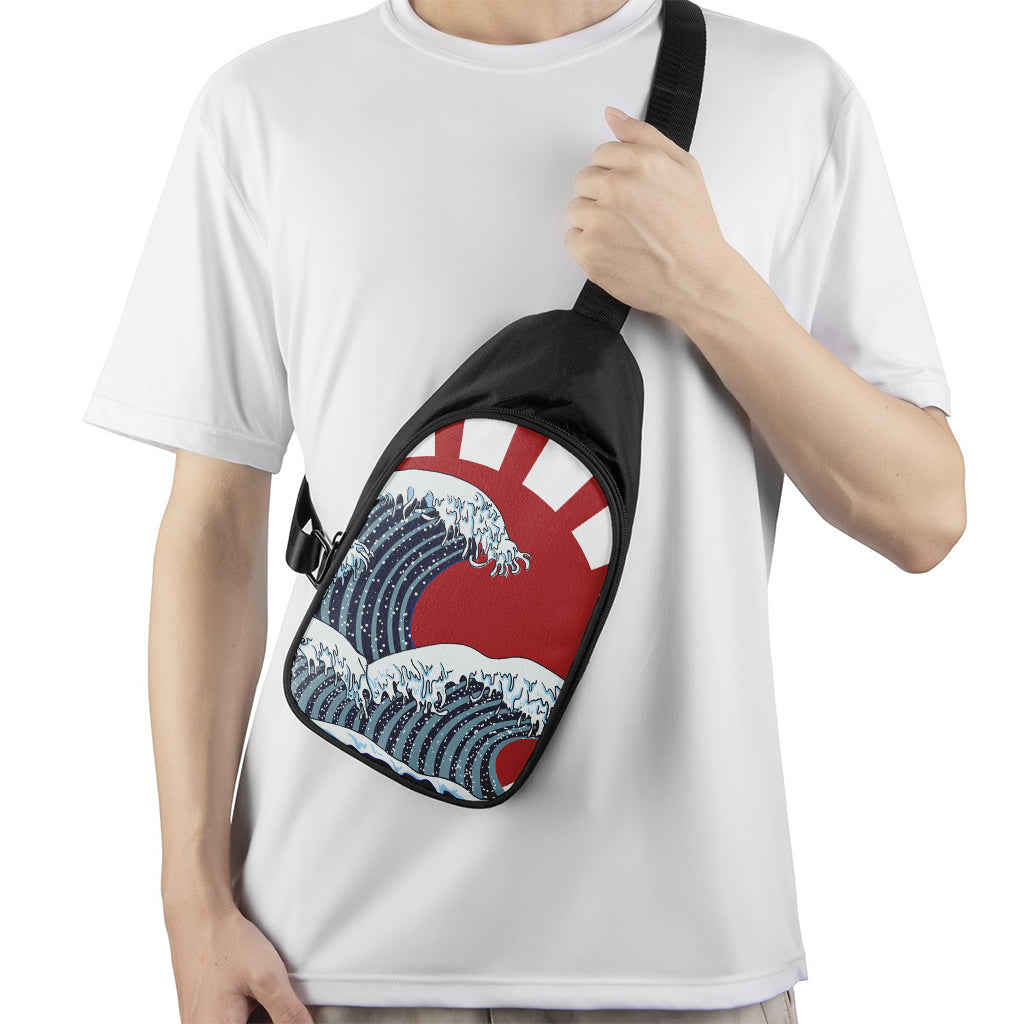 The Great Kanagawa Wave Print Chest Bag