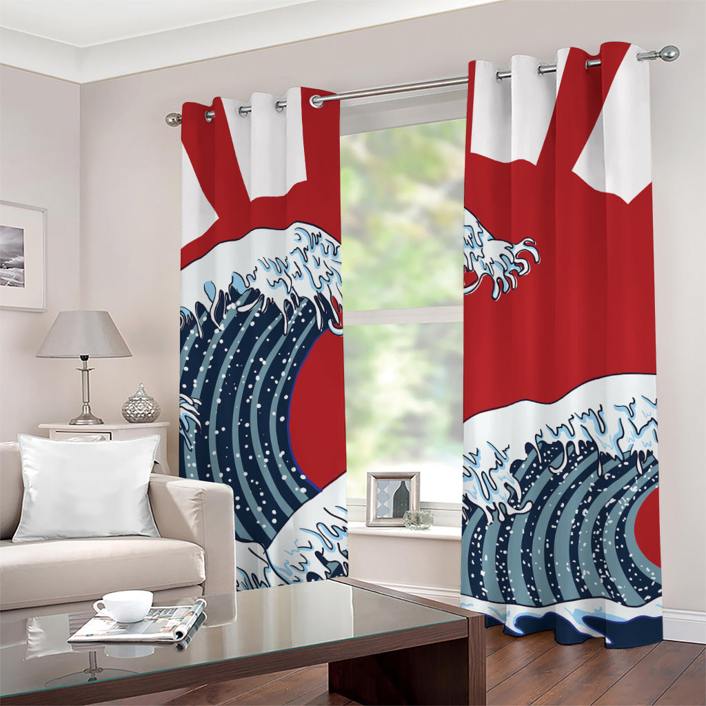 The Great Kanagawa Wave Print Grommet Curtains