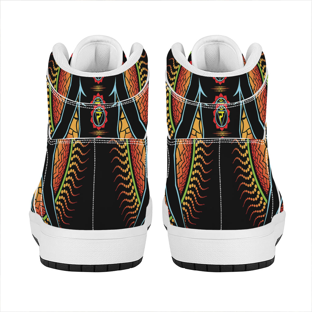 The Seven Chakras Print High Top Leather Sneakers