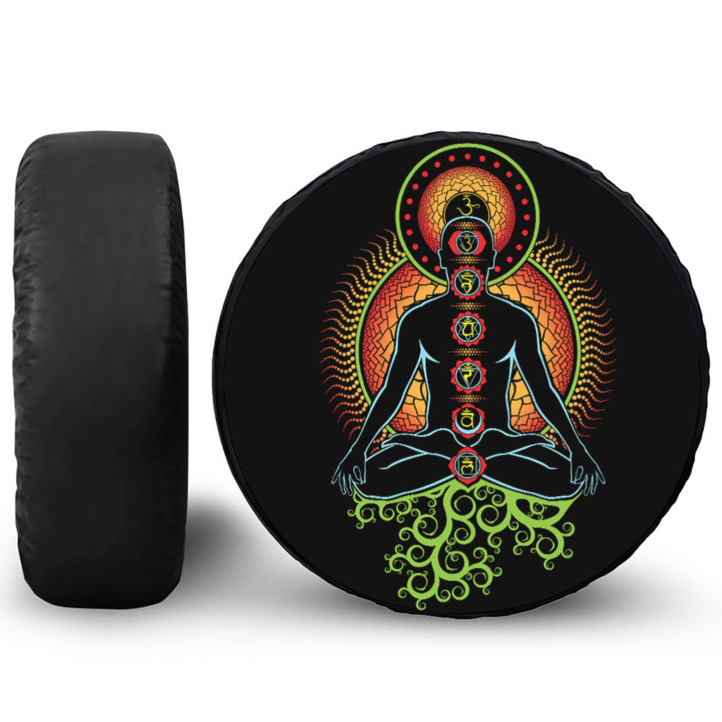 The Seven Chakras Print Leather Spare Tire Cover