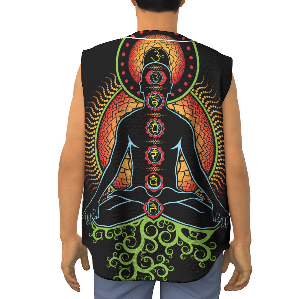 The Seven Chakras Print Sleeveless Baseball Jersey