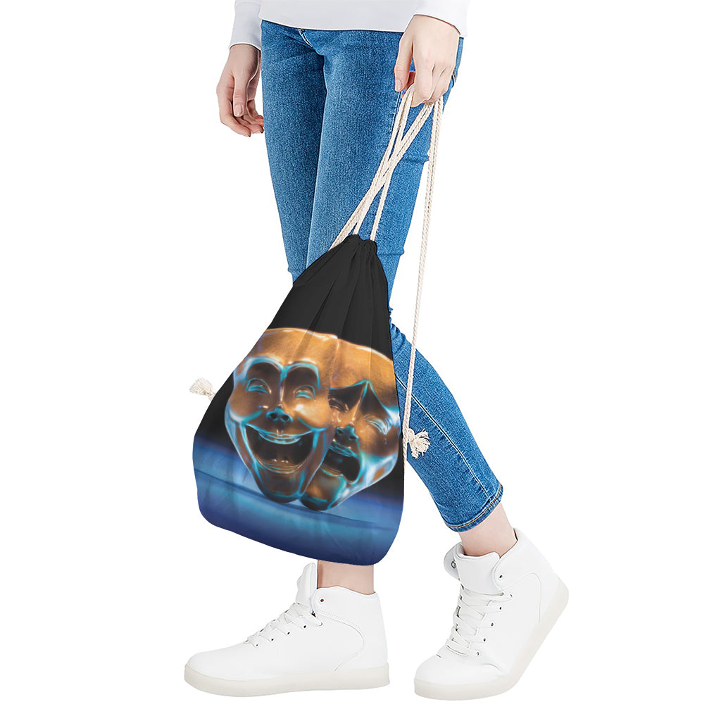 The Sock And Buskin Theatre Masks Print Drawstring Bag