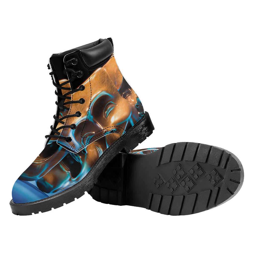 The Sock And Buskin Theatre Masks Print Work Boots