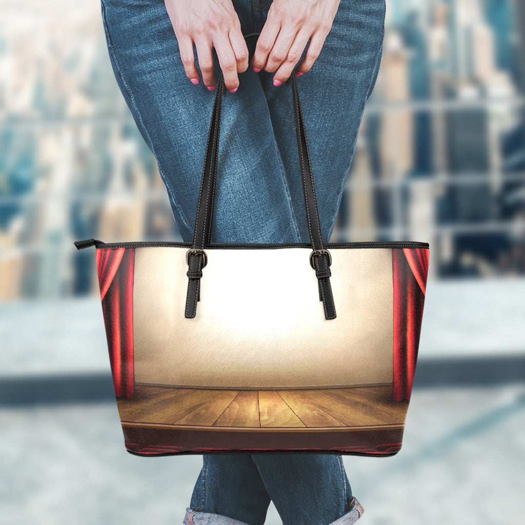 Theater Stage Print Leather Tote Bag