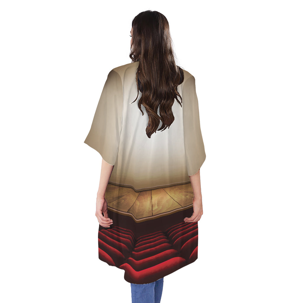 Theater Stage Print Open Front Beach Cover Up