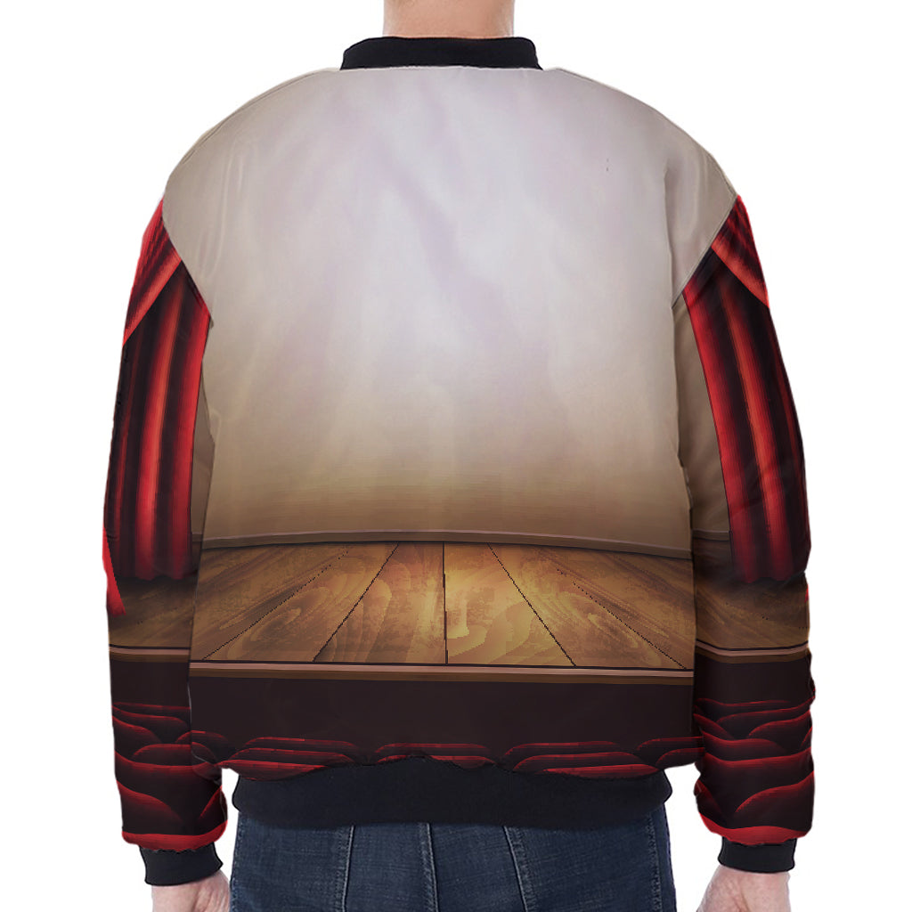 Theater Stage Print Zip Sleeve Bomber Jacket