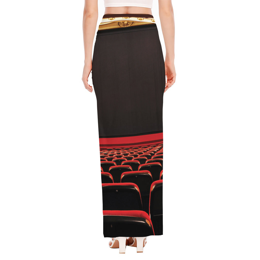 Theatre Stage Print High Slit Maxi Skirt