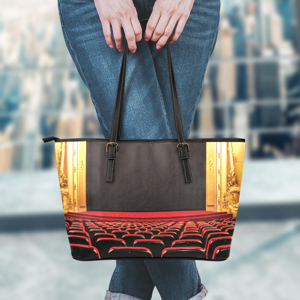 Theatre Stage Print Leather Tote Bag