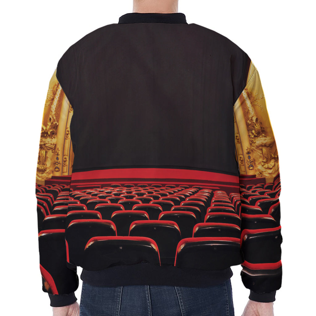 Theatre Stage Print Zip Sleeve Bomber Jacket