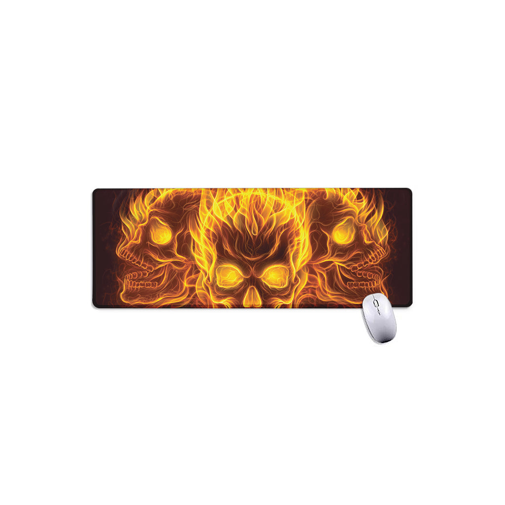 Three Flaming Skull Print Extended Mouse Pad