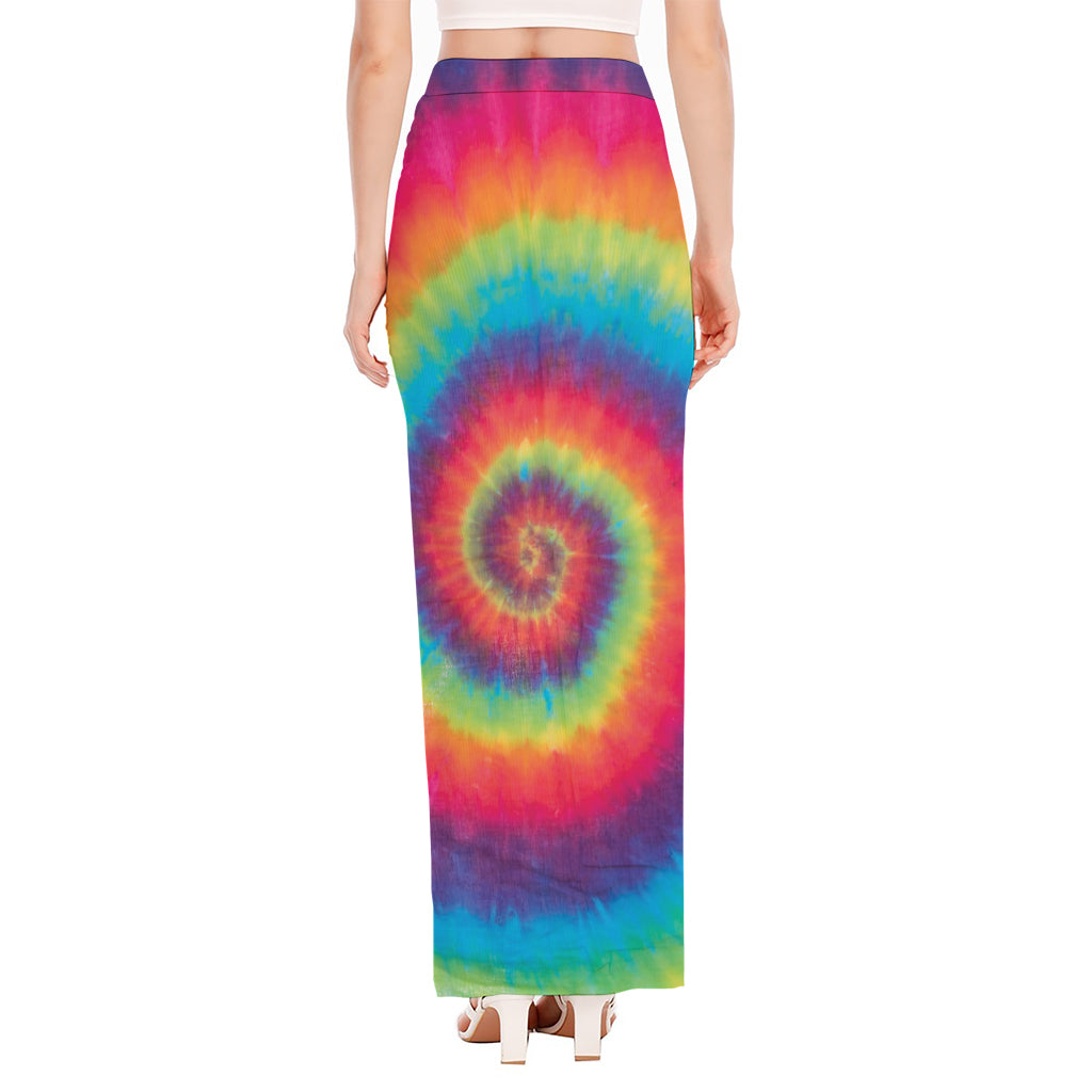 Tie Dye Print High Slit Maxi Skirt