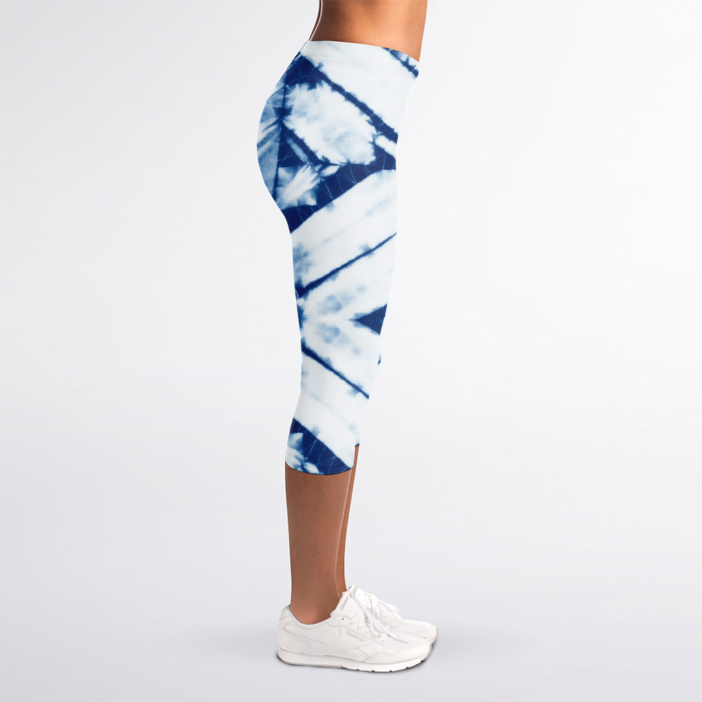 Tie Dye Shibori Pattern Print Women's Capri Leggings