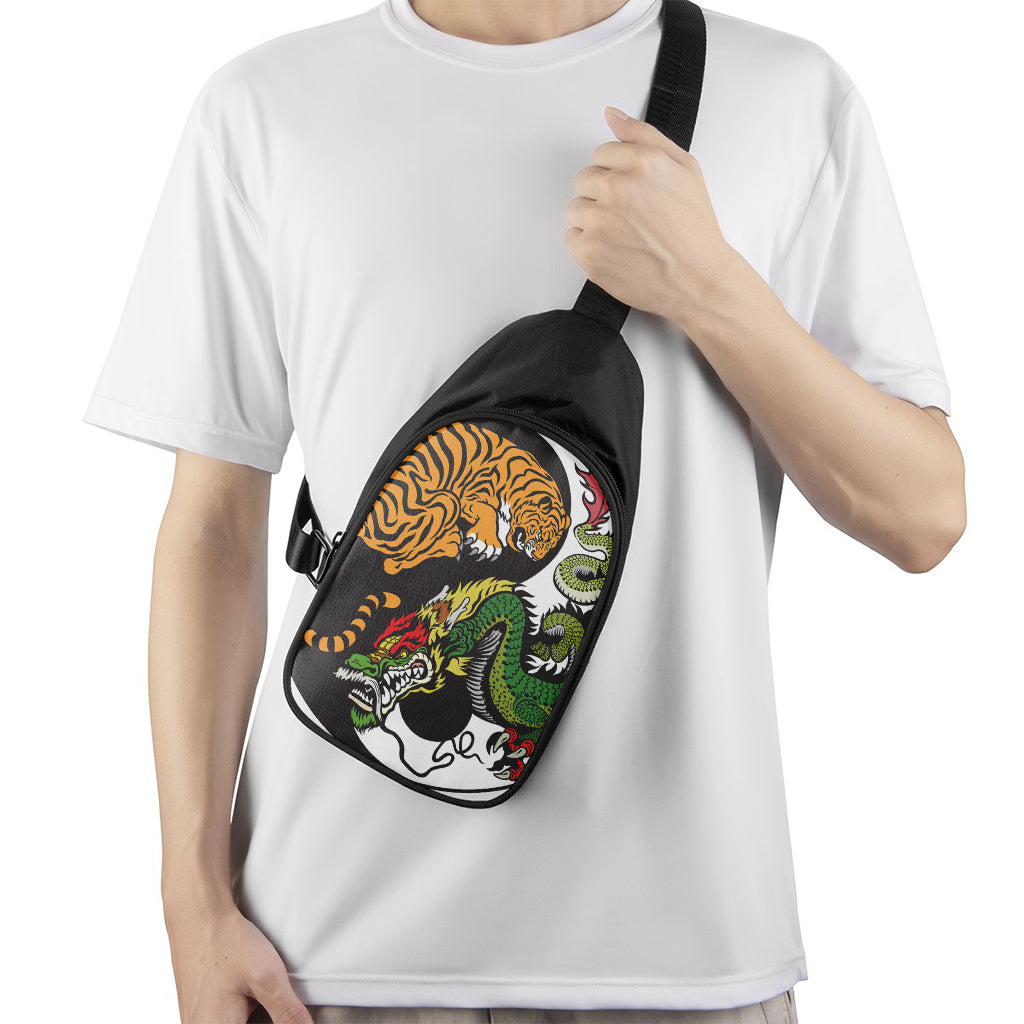 Tiger And Dragon Yin Yang Print Chest Bag