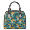 Tiger And Toucan Pattern Print Shoulder Handbag