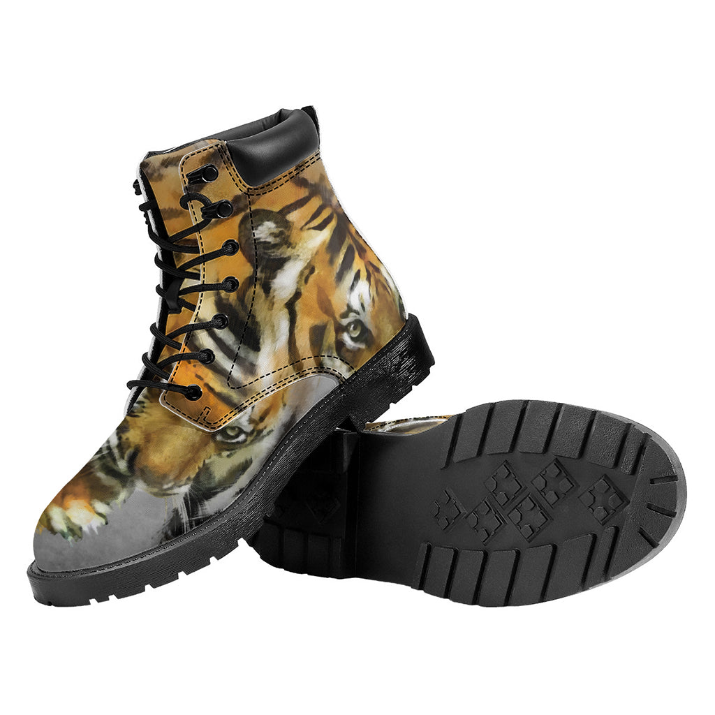 Tiger Painting Print Work Boots