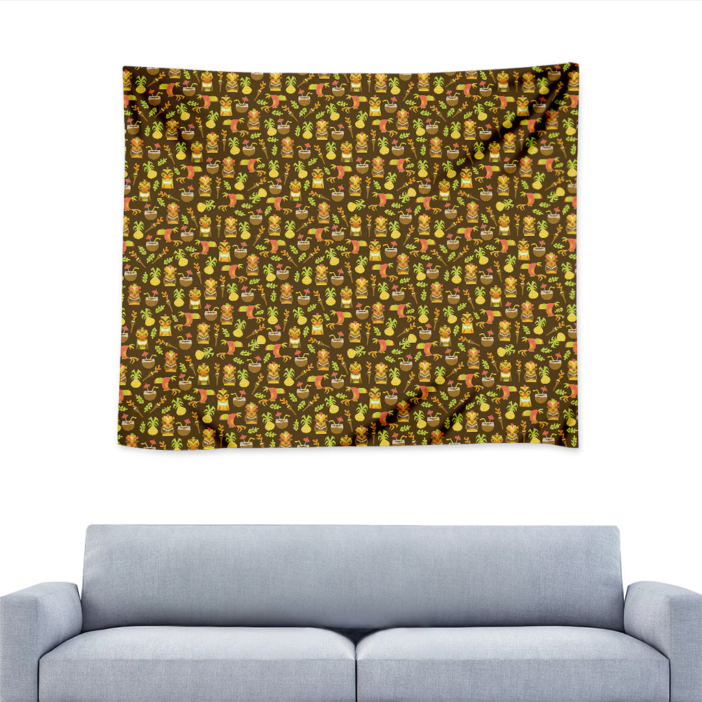 Tiki Luau Pattern Print Tapestry