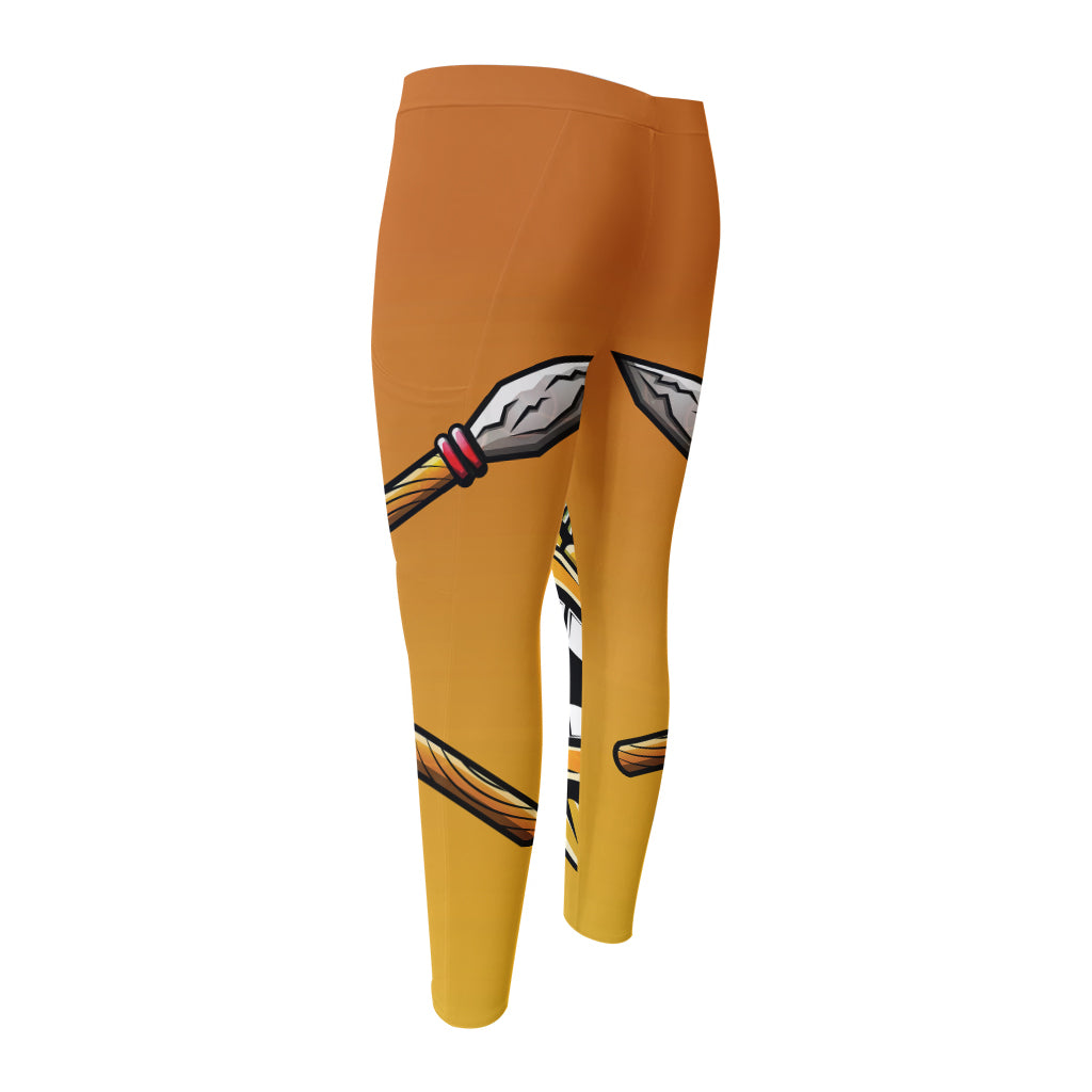 Tiki Totem Print Men's Compression Pants