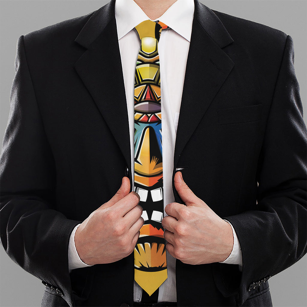 Tiki Totem Print Necktie