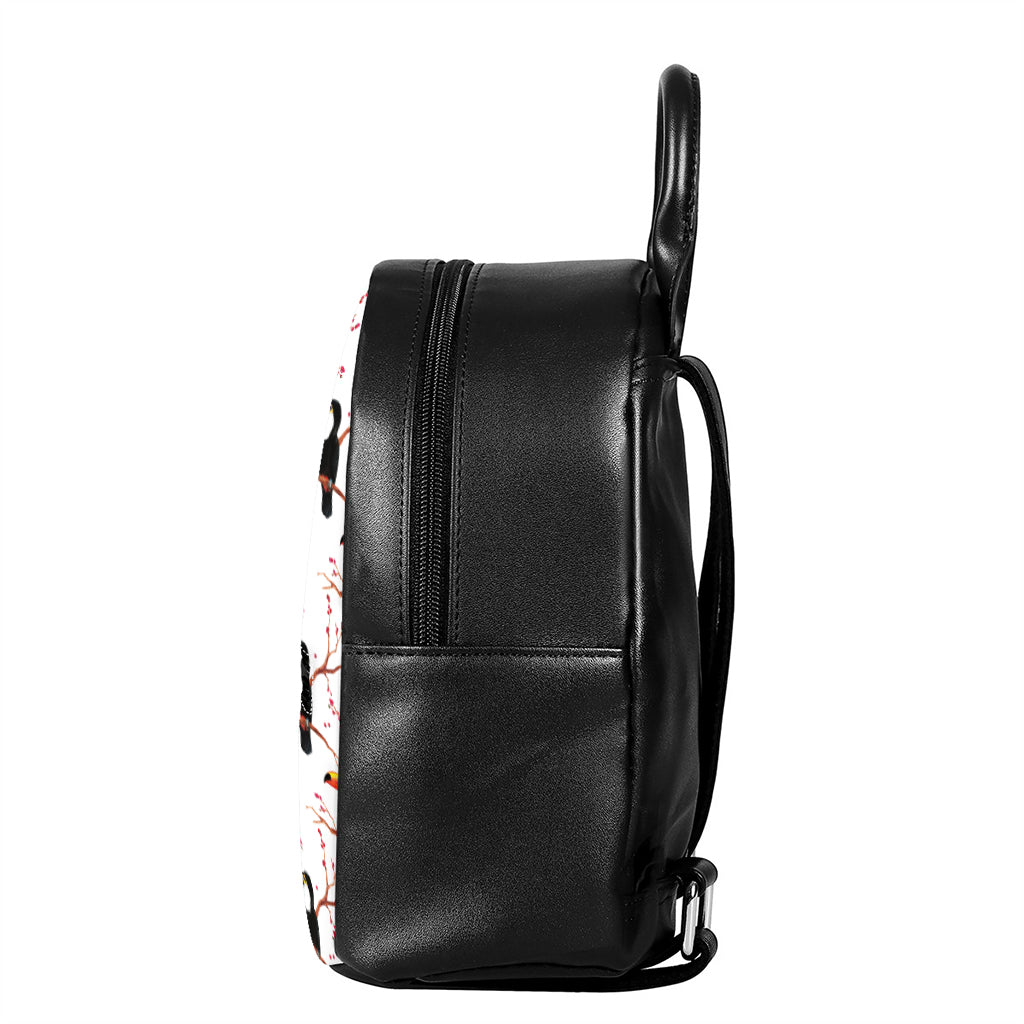 Toco Toucan Pattern Print Leather Backpack