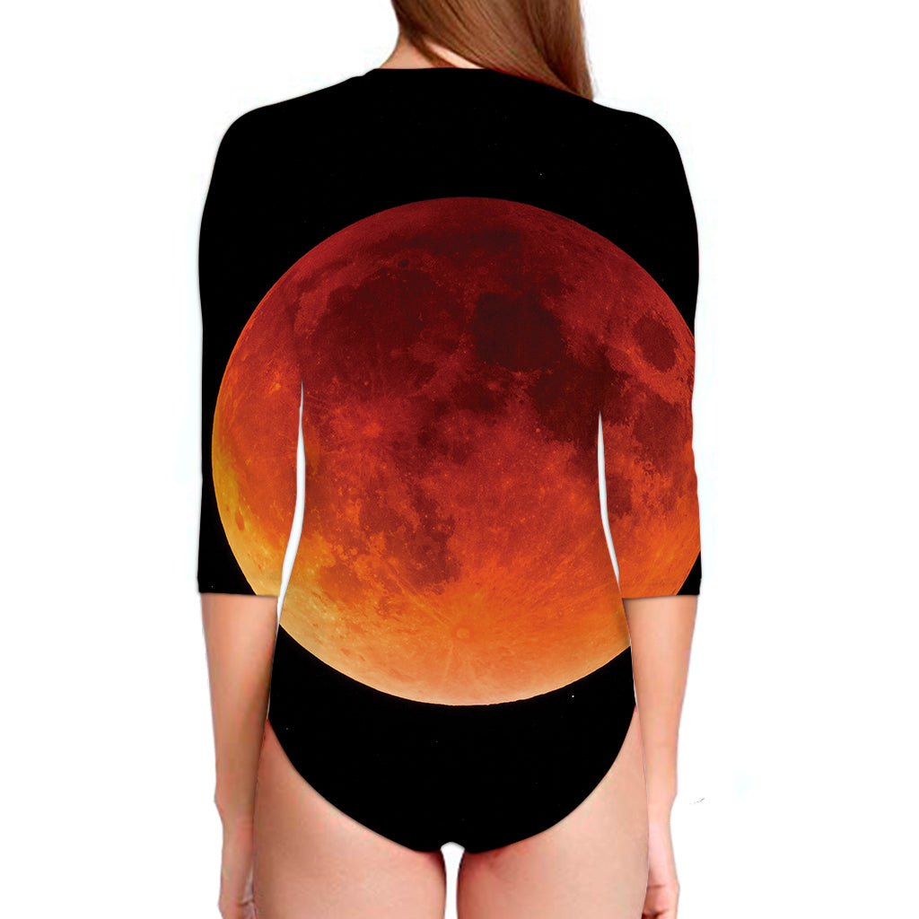 Total Lunar Eclipse Print Long Sleeve Swimsuit
